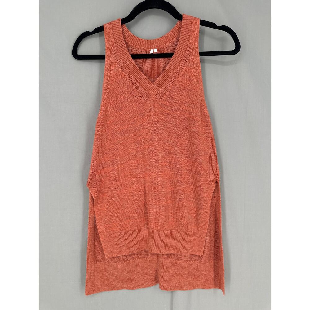 Anthropologie Top Womens XS Orange Rust Desmond Knit Tunic Flowy Oversized Linen - Picture 2 of 7